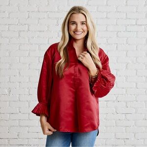 NEW CARYN LAWN kimberly shirt in red